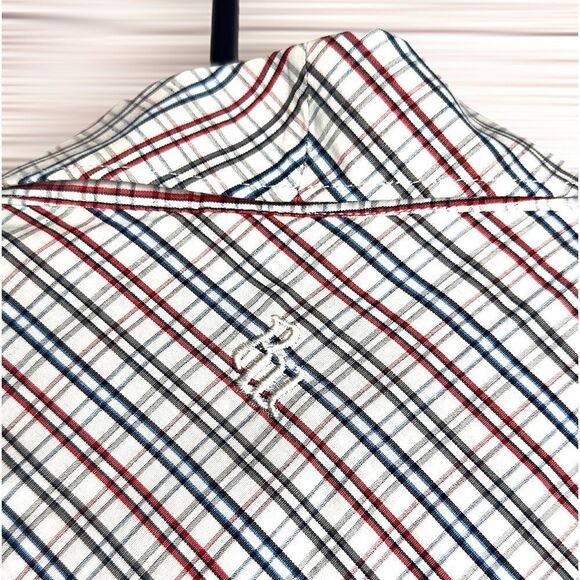 NWT ROCAWEAR Cotton Plaid White Red Blue Short Sleeve Button Down Shirt XL - Picture 8 of 14